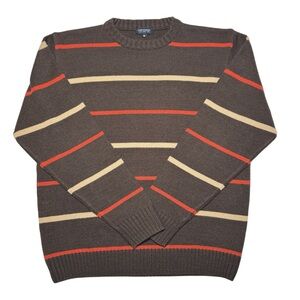 LCW Casual Knitted Striped Grandad Chunky Knit Sweater Men's XL Brown